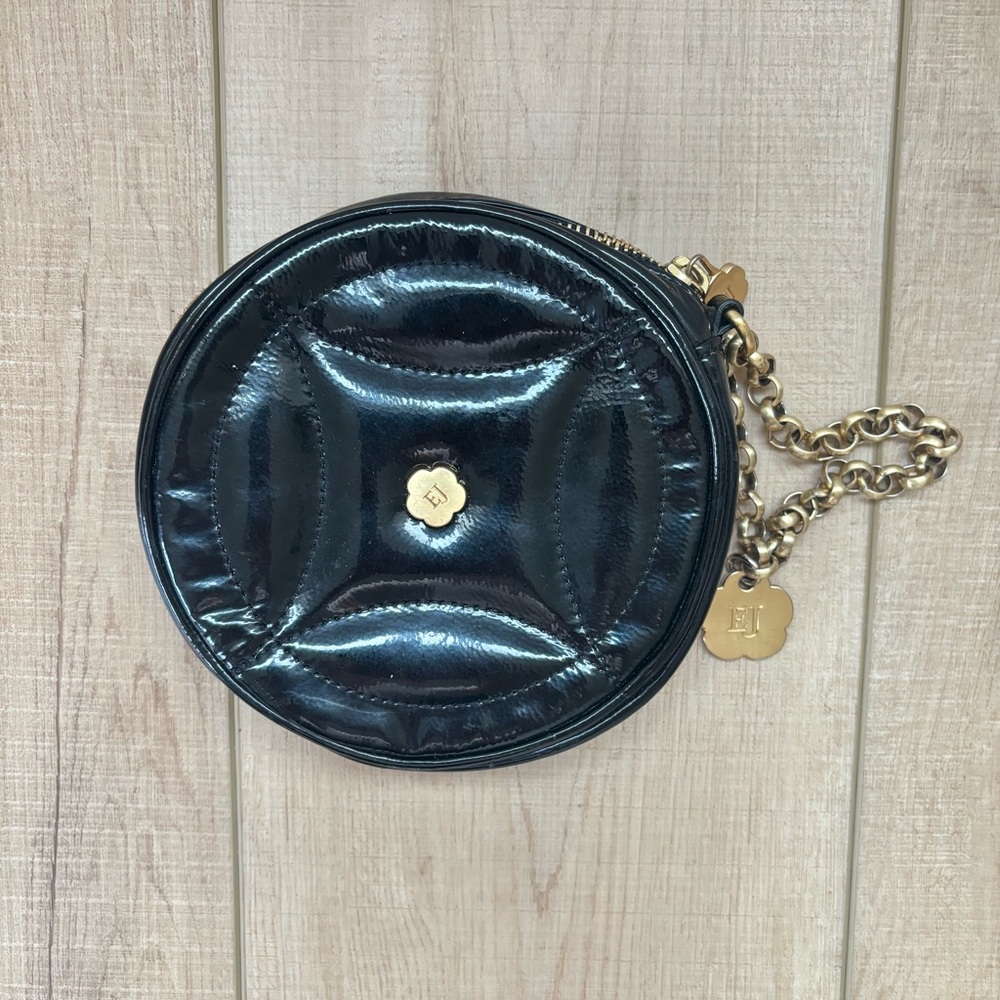 Eric Javits Black Patent Leather Wristlet